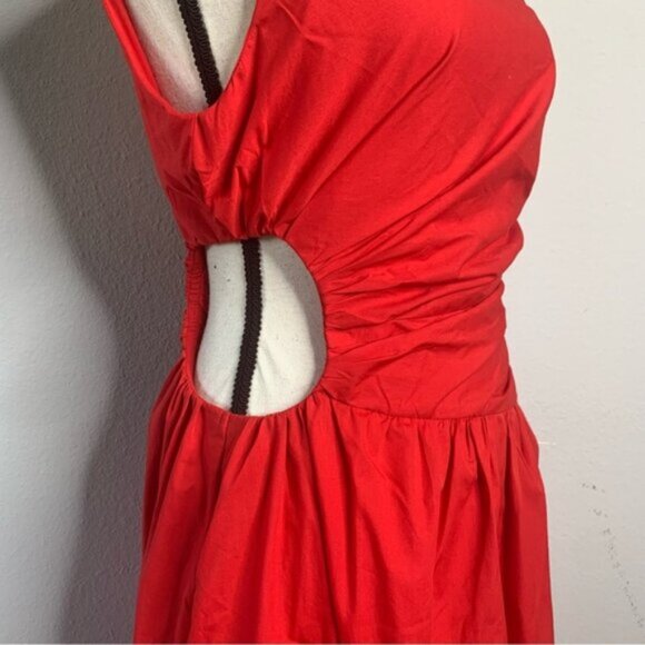 NWT Abercrombie & Fitch Red One-Shoulder Cutout Maxi Dress - Picture 11 of 13